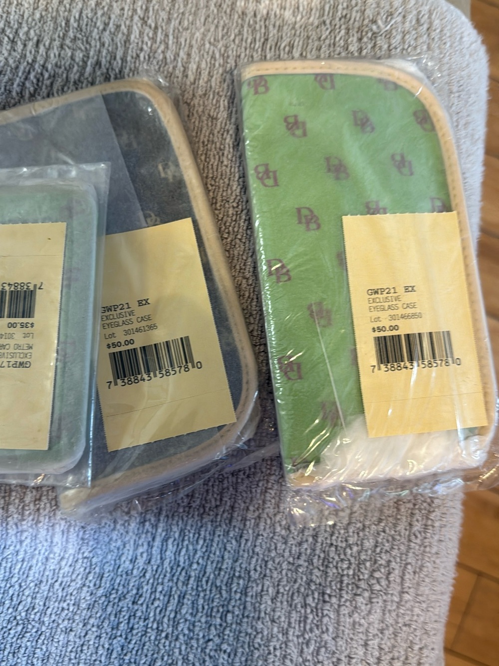 Dooney & Bourke Lime Green Card Slot Phone Wallet with Maroon DB Monogram